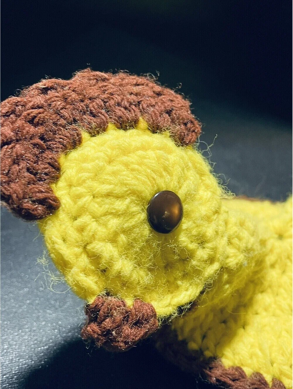 Vtg Handmade 1960s Crochet Teapot Cover Kitschy Chicken Hen Decor Yellow Brown